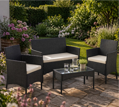 Rattan garden furniture set - furniture,