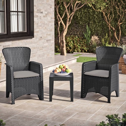 Black rattan effect 2 - 3-pc,