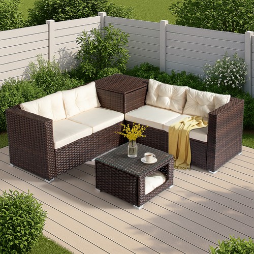 Rattan garden furniture set - garden, 4