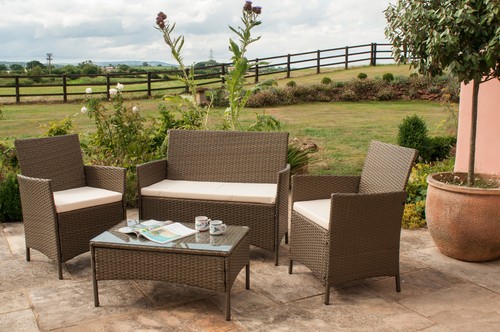 Rattan garden furniture set - furniture,