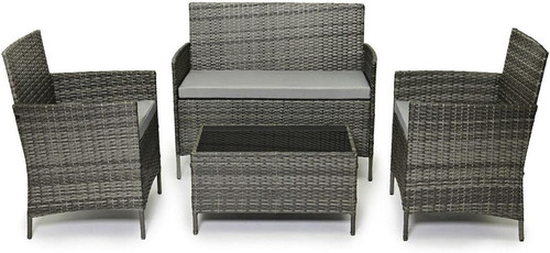 Grey rattan garden - grey, furniture