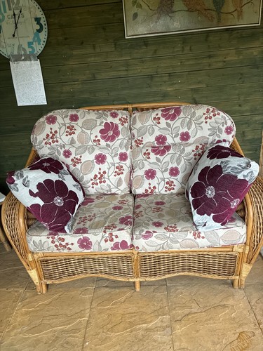 Cane garden furniture settee - furniture,
